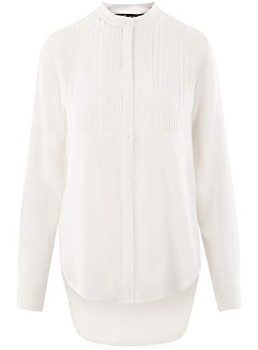 oodji Ultra Mujer Blusa de Viscosa con Espalda Larga, Blanco, ES 44 / XL