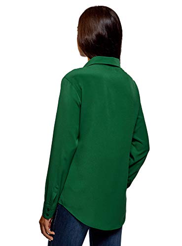 oodji Ultra Mujer Blusa Recta con Bolsillo en el Pecho, Verde, ES 34 / XXS