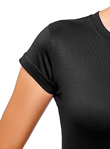 oodji Ultra Mujer Camiseta de Tejido Elástico con Cuello Redondo, Negro, ES 34 / XXS