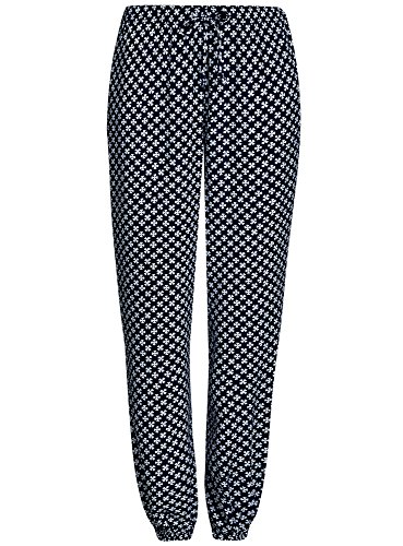 oodji Ultra Mujer Pantalones Ligeros de Viscosa con Cintura Elástica, Azul, ES 40 / M