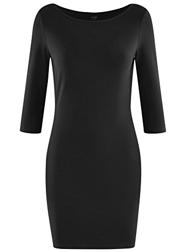 oodji Ultra Mujer Vestido de Punto Básico, Negro, ES 36 / XS