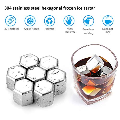 OPSLEA Stainless Steel Ice Cubes Reusable Chilling Stones For Whiskey Wine Keep Cold