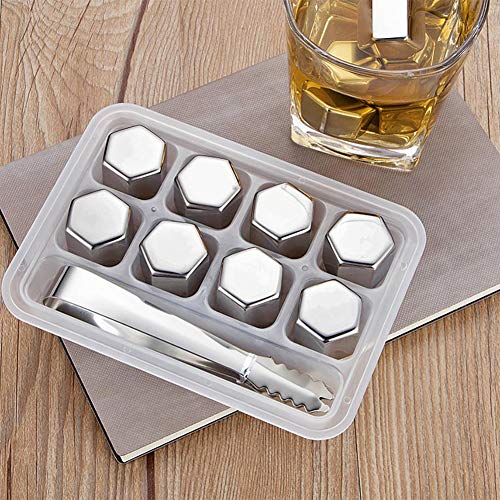 OPSLEA Stainless Steel Ice Cubes Reusable Chilling Stones For Whiskey Wine Keep Cold