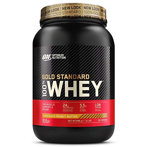 Optimum Nutrition ON Gold Standard 100% Whey Proteína en Polvo Suplementos Deportivos, Glutamina y Aminoacidos, BCAA, Chocolate Mantequilla de Cacahuete, 28 Porciones, 900g, Embalaje Puede Variar