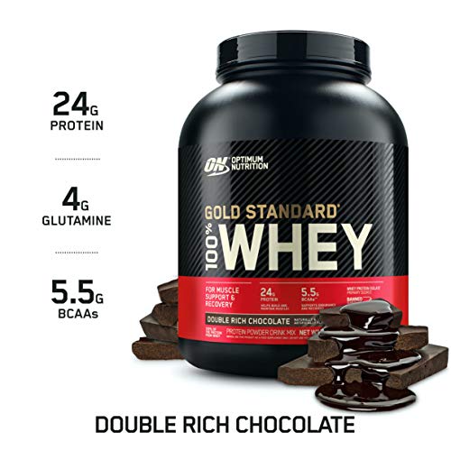 Optimum Nutrition ON Gold Standard 100% Whey Proteína en Polvo Suplementos Deportivos, Glutamina y Aminoacidos, BCAA, Double Rich Chocolate, 73 Porciones, 2.26kg, Embalaje Puede Variar