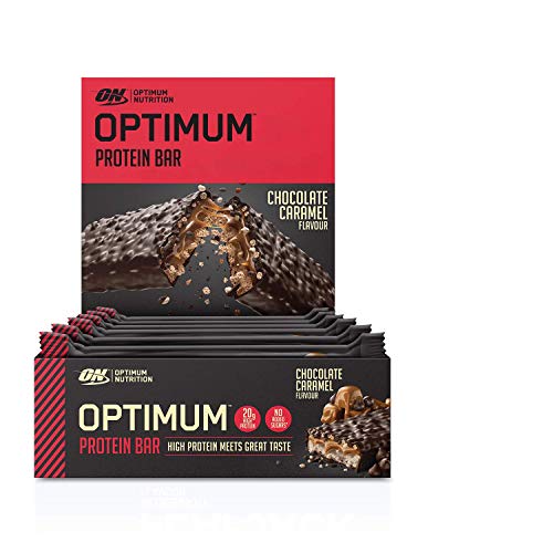 Optimum Nutrition ON Protein Bar Barritas Proteínas con Whey Protein Isolate, Dulces Altas en Proteína y Low Carb, Chocolate y Caramelo, 10 Barras (10 x 60 gr)