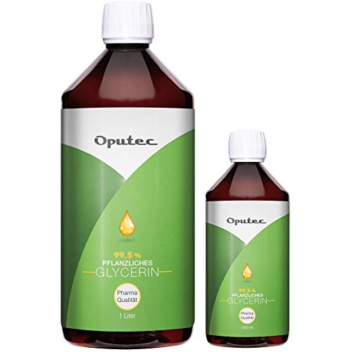 Oputec 250 ml de glicerina vegetal en calidad farmacéutica – 0,25 litros de glicerina líquida en Ph. Eur. Calidad: para cremas, jabón, extractos, cachimba, calidad alimentaria sin perfume.