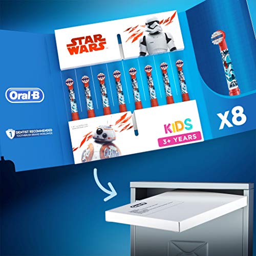 Oral-B Kids Cabezales de Recambio con Los Personajes de Star Wars, Tamaño del Buzón, Pack de 8 Unidades