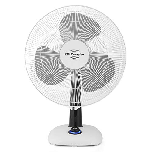 Orbegozo TF 0133 Ventilador de sobremesa oscilante, 3 velocidadessilencioso, asa de transporte, rejilla de seguridad, 40 W de potencia, Blanco/Negro