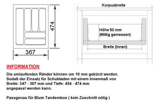 Orga-Box® Cubertero 367 x 474 mm de Blum Tandembox + SO-Tech Modernbox