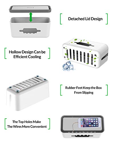 ORICO-Caja para Cables, Caja Cables, Caja Organizadora Cables- Regletas, Cargadores, Adaptadores, Alargadores y Otros Accesorios- Gris y Blanco