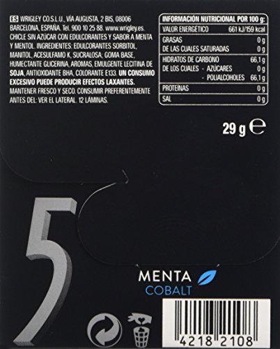 Original Wrigley''s 5 Gum ""COBALT""10x12 Streifen/Kaugummi/Bubble-Gum/zuckerfrei/Pfefferminz/Chewing-Gum