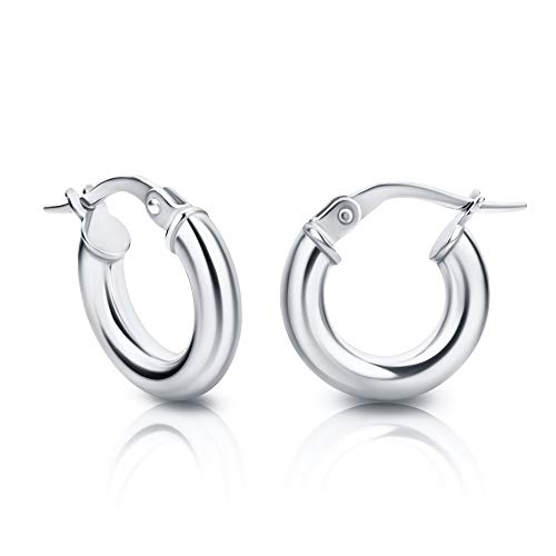 Orovi pendientes de mujer aros en oro blanco 9 kilates ley 375