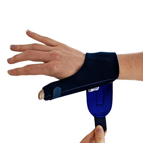 Órtesis Azul Para Pulgar - La ferula pulgar Actesso es perfecta para dolor de pulgar, tendinitis, esguinces y distensiones - izquierda o derecha - tamaño universal (Derecha, Azul)