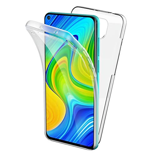 Oududianzi Funda para Xiaomi Redmi Note 9, 360 Grados Protección Diseñada, Transparente Ultrafino Silicona TPU Frente y PC Back Carcasa Belleza Original Funda de Doble Protección - Transparente