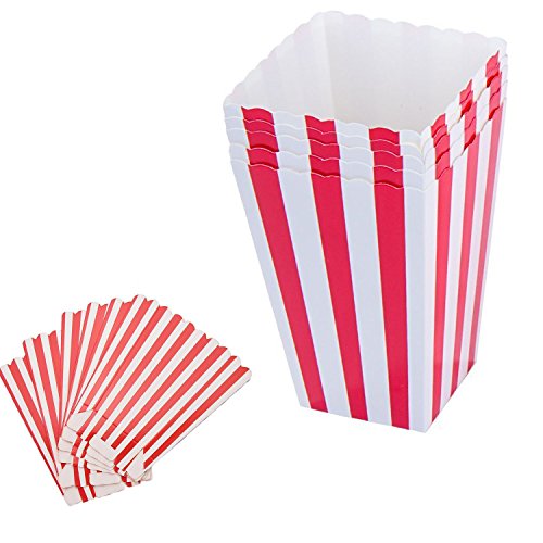 Ouinne Cajas de Palomitas, 24PCS Popcorn Boxes Maíz Envases del Sostenedor Cajas de Cartón de Bolsas de Papel para el Partido (Rojo)