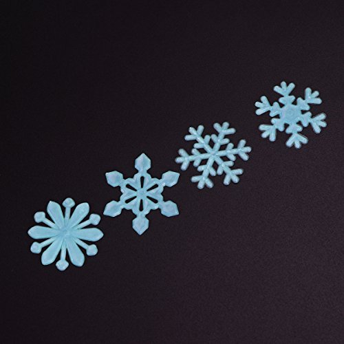 OULII Pegatinas Luminoso de Pared Copo de Nieve Luminosas Adhesivos Pared Fluorescente Brilla Oscuridad Adhesivos de Pared Navidad (Azul) - 50 Piezas