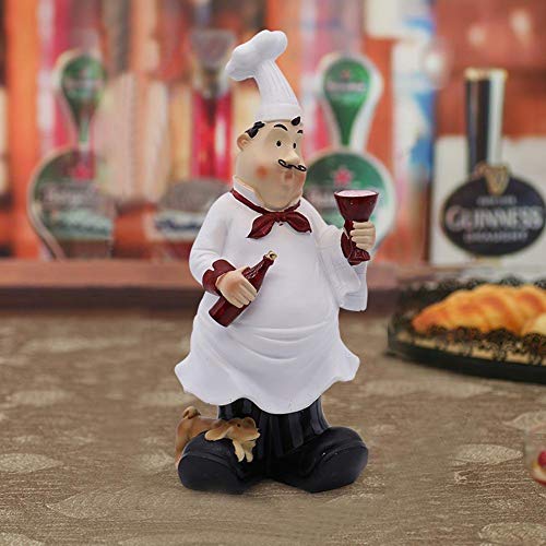 Oumij Figurita Chef Francés - Chuchería Retro Cafetería - Estatuas Coleccionables Cocina - Manualidades para La Decoración del Hogar - Adorno Decoración La Habitación - Regalos de Resina(B)