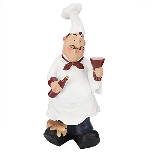 Oumij Figurita Chef Francés - Chuchería Retro Cafetería - Estatuas Coleccionables Cocina - Manualidades para La Decoración del Hogar - Adorno Decoración La Habitación - Regalos de Resina(B)