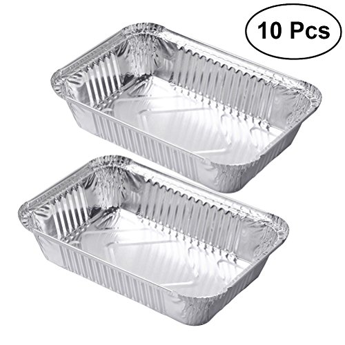 OUNONA - Bandejas de aluminio desechables para alimentos, para barbacoa, 10 unidades