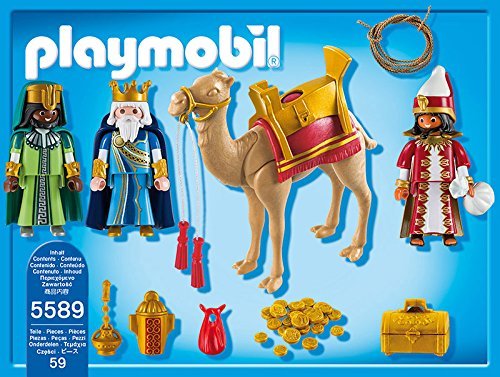 Outletdelocio. Playmobil Navidad 5589. Conjunto 3 Reyes Magos con camello y regalos. 59 piezas