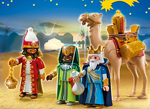 Outletdelocio. Playmobil Navidad 5589. Conjunto 3 Reyes Magos con camello y regalos. 59 piezas