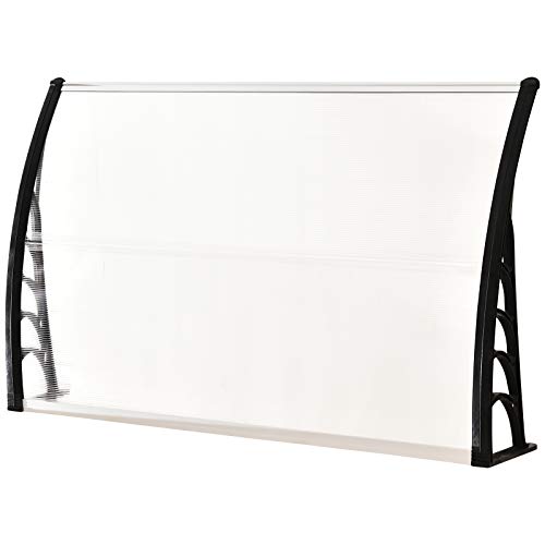 Outsunny Tejadillo de Protección para Puertas Ventanas contra Sol y Lluvia Marquesina de Techo Diseño Moderno Aleación de Aluminio Duradero 150x90x25 cm Transparente