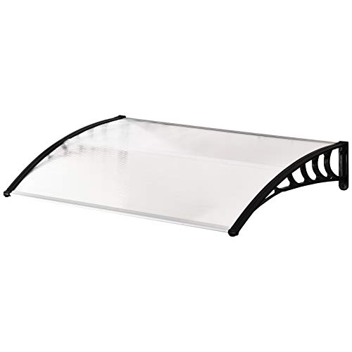 Outsunny Tejadillo de Protección para Puertas Ventanas contra Sol y Lluvia Marquesina de Techo Diseño Moderno Aleación de Aluminio Duradero 150x90x25 cm Transparente