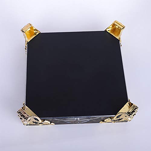 Ouuager-Home Cenicero Vidrio Cristal Cenicero Creativo de Estilo Europeo Square Hotel Living Room Decoration Creativo (Color : Gold, Size : 20X20cm)