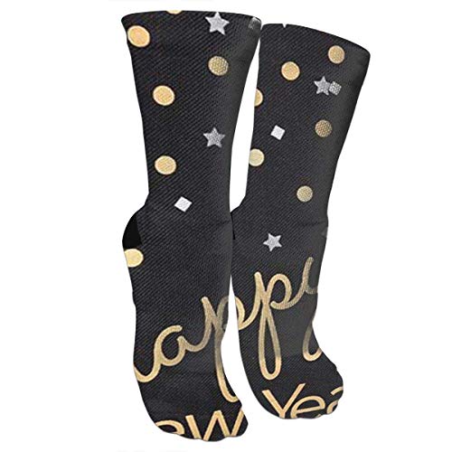 ouyjian Happy New Year Confetti Burlap Athletic Sports Socks,Travel & Flight Socks,Painting Art Printed Funny Socks.