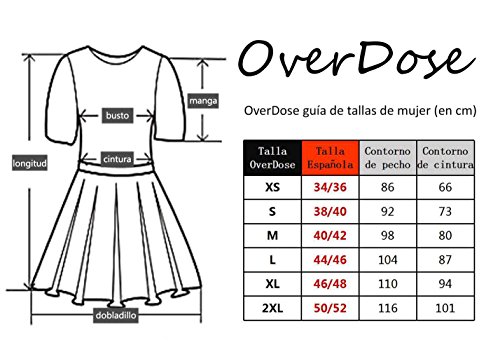 OverDose Vestidos Mujer Bodycon Manga Larga Acampanada Atractivo con Cuello en V