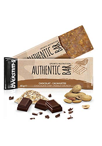 OVERSTIM.s - Authentic Bar (6X65 G) - Chocolate-Cacahuetes - Barrita Energética Para El Deporte - Energía Gradual Y Antioxidante - Ingredientes De Calidad - Sabores Exquisitos 390 g