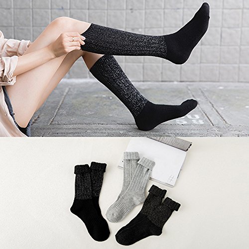 OVINEE Calcetines largos de tubo de oro y plata para mujer, deporte, trotar, correr, volar, viajar, varicosas，embarazo y médicos, aumentar la circulación sanguínea, la regeneración,Negro (gris)