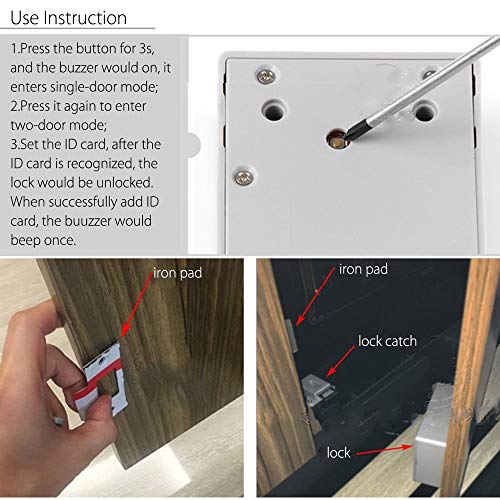 OWSOO Cerradura Inteligente, RFID, Sensor de Tarjeta IC, sin Agujero Perforado, Cerradura Invisible para Cajón, Armario