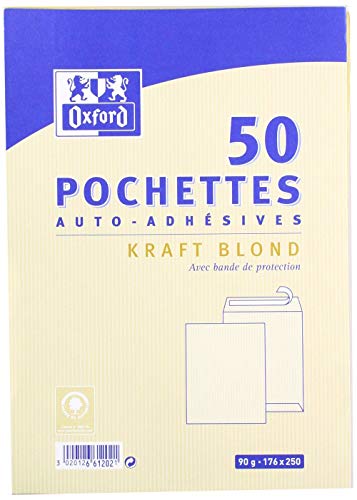 Oxford Kraft Blond- Sobres autoadhesivos (50 unidades, 176 x 250 mm)