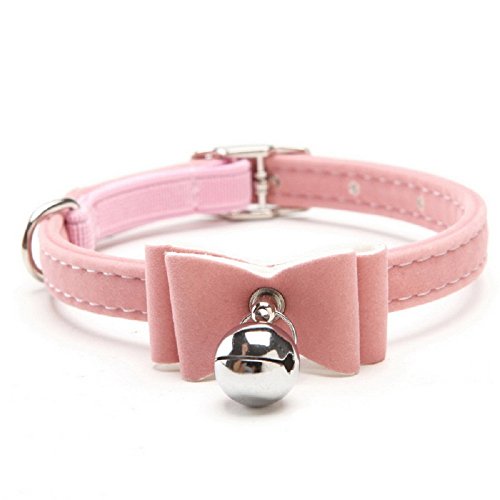 Oyfel Lovely Pet Pajarita Collar Perrito Mascota Collares de Corbata de Lazo Corbata para Perro pequeño Cachorro Gato Mascota Ajustables Hechos a Mano Cuero Artificial Collar Campana