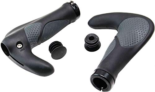 P4B - Mango de Rosca Ergo Bar de ends-138/138 Velo - Puños para Bicicleta con Forma de alas - Forma Muy ergonómica - Tricomponentes de Gel - Manetas de Gel - 138/138 - Velo - En Negro/Gris