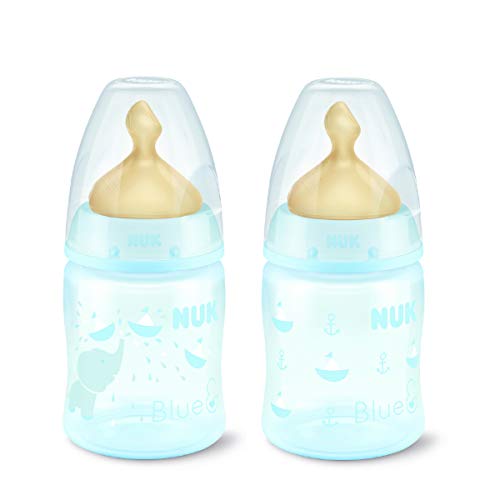 Pack Biberones NUK First Choice+ Rose&Blue de Látex. Color Azul. 0 a 6 Meses. 150 ml. Polipropileno. Pack 2 unidades