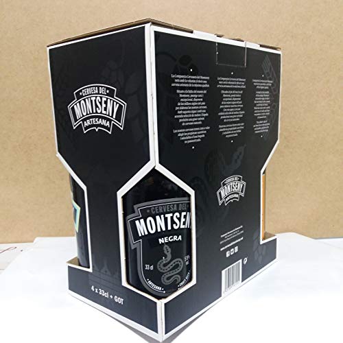 Pack Cerveza Artesana Montseny 4 cervezas de 33cl vaso (Lúpulus, Malta, negra i Trigo)