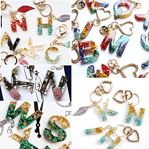 Pack de 117 Accesorios Moldes Joyerías Resina Letras Números Fabricación de Joyas Llaveros Colgante Herramientas Manualidades Molde de Silicona