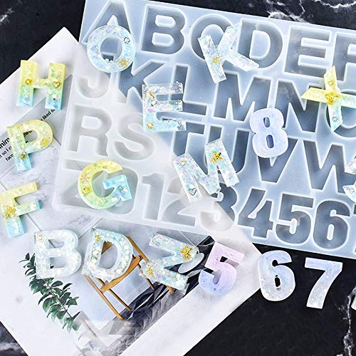 Pack de 117 Accesorios Moldes Joyerías Resina Letras Números Fabricación de Joyas Llaveros Colgante Herramientas Manualidades Molde de Silicona