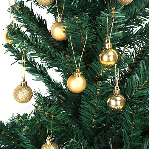 Pack De 2 (48pcs) Decoración Del Árbol De Navidad Gotas De Bolas Artificiales Adornos Colgantes Adornos Colgantes Para Interiores Al Aire Libre Del Árbol De Navidad Fiesta(Dorado)