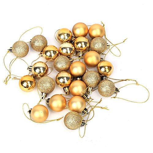 Pack De 2 (48pcs) Decoración Del Árbol De Navidad Gotas De Bolas Artificiales Adornos Colgantes Adornos Colgantes Para Interiores Al Aire Libre Del Árbol De Navidad Fiesta(Dorado)