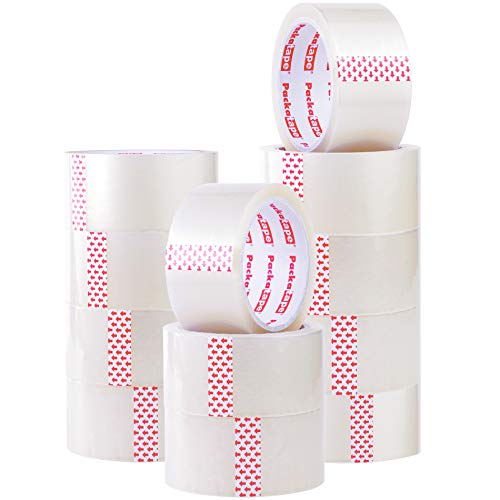 Packatape® - 12 Rollos de Cinta de Embalaje 48MMx 66MM transparente para paquetes y cajas