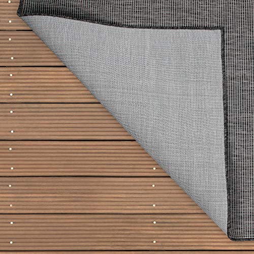 Paco Home Alfombra Exterior Balcón Terraza Gris Rosa Verde Tonos Pastel Tejido Plano, tamaño:140x200 cm, Color:Gris