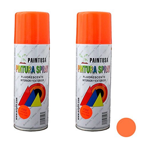 Paintusa - Pack de 2 botes de pintura en spray Naranja Fluorescente F202 200 ml