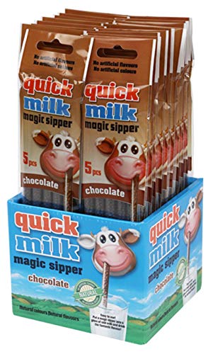 Pajitas mágicas chocolate Quick Milk (20 packs = 100 pajitas). Producto para España. (Chocolate)