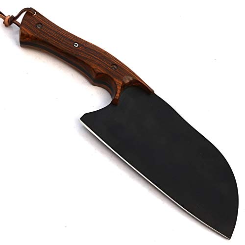 PAL 2000 SNJA-9750 - Cuchillo de cocina de acero recubierto de carbono 440C con funda (mango de madera de rosa)