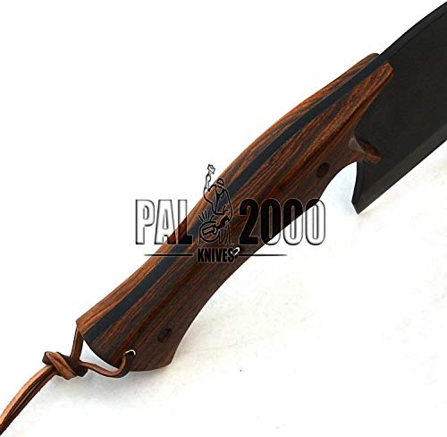 PAL 2000 SNJA-9750 - Cuchillo de cocina de acero recubierto de carbono 440C con funda (mango de madera de rosa)