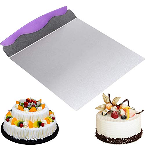 Pala de Transferencia de Pastel, BETOY 1 Piezas Bandeja de Fondo de Pastel de Acero Inoxidable Pala de Torta de Cocina para Hornear Pasteles, Pizza, Pan, Pastel, 24.5x20.3(Morado)